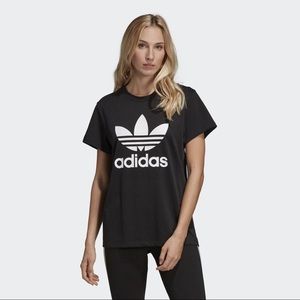 Adidas women’s black trefoil tee